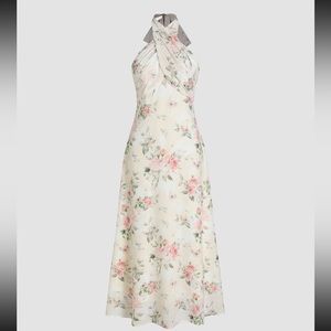 FLORAL BRIDESMAIDS DRESS HALTER NECK